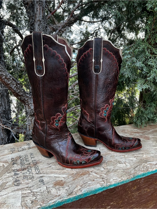 Tony Lama Shoes - Tony Lama Brown Leather Cowboy Boots with Tan Interior